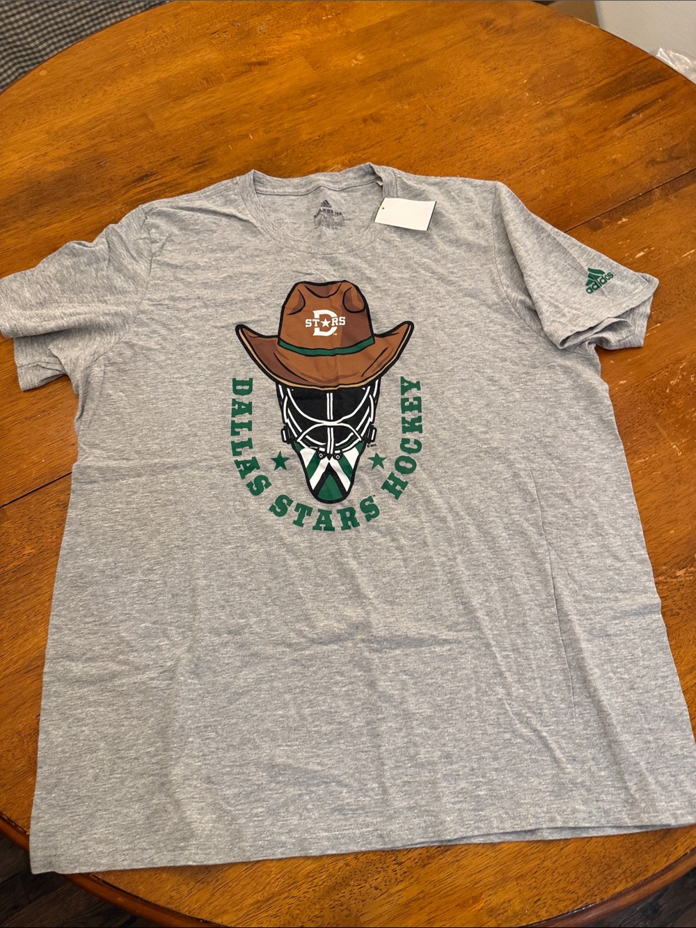 adidas Gray Dallas Stars Hockey Graphic Short-Sleeve Tee with Brown Hat xl